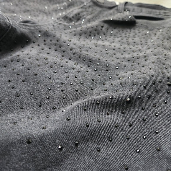 BBJ Rhinestone Flare Black Denim Jeans High Rise Stretch Cotton Blend Sz 7/28 - Picture 5 of 12